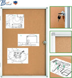 BEST BOARD Pinboard Enclosed Bulletin Board 36 x 24 Inch Lockable Cork Noticeboard for School Office, Wall Display Case with Lock (Cork Board)