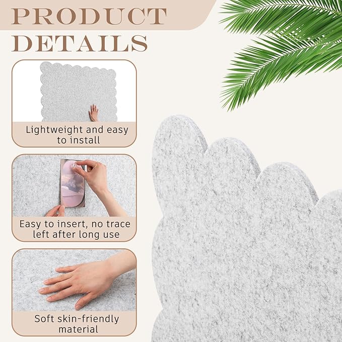 Mooliwe Scalloped Felt Bulletin Board 36 x 24 Inches Foldable Light Gray Pin Cork Board Alternative for Wall, 3' x 2' Trifold Picture Vision Self Adhesive Bulletin Decorative