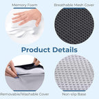 5 STARS UNITED Seat Cushion for Tailbone Pain Relief – Memory Foam Cushion for Coccyx, Hip, Hemorrhoid, Sciatica & Post-Surgery Recovery – Wheelchair, Car, Desk, Gaming & Office Chairs, D Gray