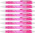 SyPen Personalized Ballpoint Pens With your Custom Logo or Text-300 Pack Bulk-for Businesses, Parties, and Events, Custom Printed, Vivid Colored Translucent Barrel, Click Pens, Black Ink, Pink Pens