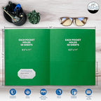 FILE-EZ Two-Pocket Folders, Green, 25-Pack, Textured Paper, Letter Size (EZ-32560)