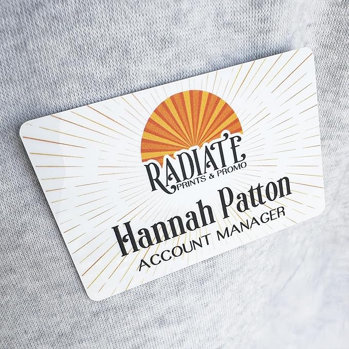 Custom Name Tag Full Color with Logo | Magnetic Back Name Badges for Business | Metal Name Tags ID Badge for Employees | Personalized Name Tags | Magnetic Name Tags Personalized (3.375 x 2.125 Inches)