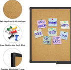 XBoard Magnetic whiteboard 36 x 24 - Combo Whiteboard Dry Erase Board/Cork Board, Magnetic White Board + Corkboard with Black Aluminum Frame, Colorful Push Pins & Marker Tray Included