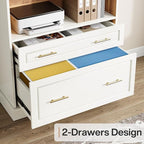 Tribesigns Way to Origin 2-Drawer Vertical File Cabinet for Letter Size, Moder Filing Cabinet with 5-Tier Bookshelf, Large Printer Stand with Open Storage Shelves for Home Office (White)