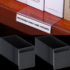 Containlol 50 Pcs Moveable Shelf Label Holders, Clear Bookshelf Label Library Shelf Markers Bookshelf Divider Tags for Library Office Classroom Home(6.5 x 3 x 0.63 Inch)