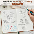 PERCUN Dotted Journal Notebook for Men & Women, 160 Pages Dot Grid notebook for Note Taking, Bullet Journaling Notebook for Work, School, Travel, Writing, A5 Hardcover 5.9" x 8.5" (Brown)
