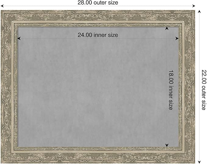 Amanti Art Silver Framed Magnetic Board 22x28 Medium Vision Board for use with Magnets, 100% Metal Sheet to Display Items as Office Decor or for Home Organization in mudroom, Kitchen or Kids Room