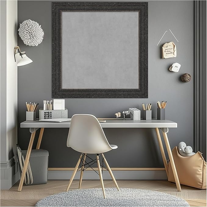 Amanti Art Black Framed Magnetic Board 29x29 Medium Vision Board for use with Magnets, 100% Metal Sheet to Display Items as Office Decor or for Home Organization in mudroom, Kitchen or Kids Room