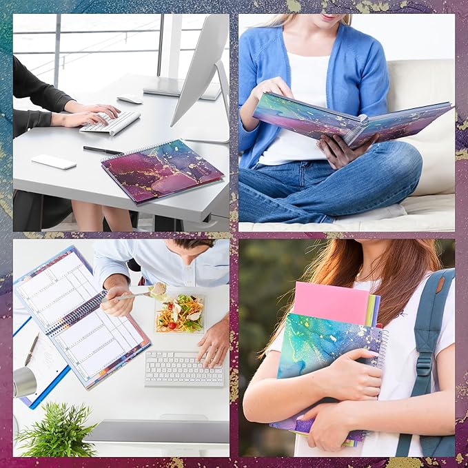 CAGIE 2026 planner weekly and monthly: 12 Months Jan 2026 - Dec 2026 Hardcover Yearly Daily Planner 2026 monthly planner 8.5 x 11, Large Spiral Bound Calendar Planner for Women Weekly Agenda with Tabs Stickers, Purple Marble