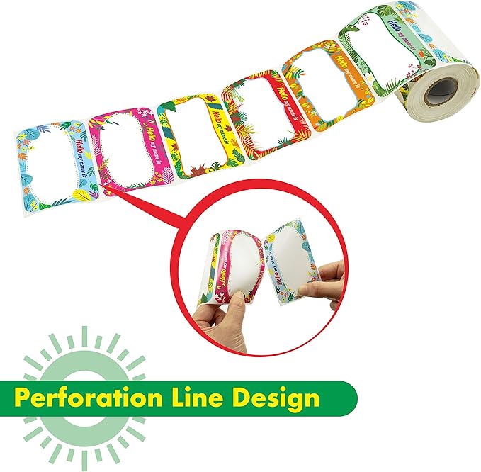 300 Pcs Name Tag Label Sticker in 6 Designs with Perforated Line for School Office Home (3.5"x2.2" Each) …