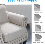 MINJIATEX Couch arm Covers, Non-Slip (2 pcs), Washable, for Living Room Recliner Chair, Protectors for Leather Sofa armrest slipcover, JYS-Beige