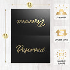 10 Pack Black Reserved Table Signs for Wedding 3x4 Cardstock Reserved Seating Signs for Weddings Restaurant - Double Sided Reserved Signs for Tables - Table Tent Reservation Cards With Gold Letters