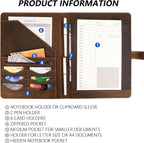 Full Grain Leather Portfolio with Magnetic Closure, Professional Business Padfolio Organizer for Men Women, A4 Document Folder, Card Slots, Pen Loop, 10x13", Luxury Gift Set