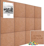 Large Cork Board Alternative 48" X 36" Bulletin Board - 12 Pack Removable Felt Wall Tiles with 30 pushpins, Large Cork Boards for Walls Cork Board for Office Pin Board Tack Board - Mauvey Pink