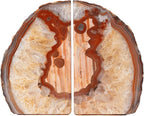 Nature's Decorations Brown Agate Bookends – A+ Grade Geode Heavy Duty Decorative Stone Crystal for Shelves & Bookcases, Natural Polished Bookshelf Decor, 1 Pair 3-4Lbs