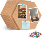 Uoisaiko 12" Large Bulletin Board with 30 Push Pins, Pack of 8 Hexagon Felt Pin Board Notice Boards for Home Office, Felt Wall Tiles for Photos Memos (Brown)