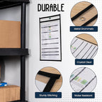 Essex Wares - 20 Pack, Black, Job Ticket Holders, 10" Wide x 13.5" Tall - Clear Plastic Shop Ticket Holders - Easy to Use, Reusable & Easy Erase Plastic Invoice Holders, Water-Resistant & Durable