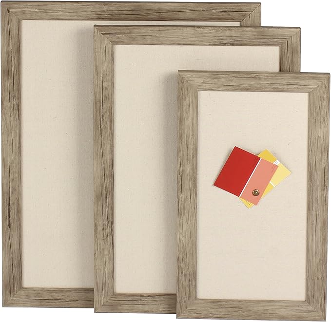 DesignOvation Beatrice Framed Linen Fabric Pinboard, 23x29, Rustic Brown