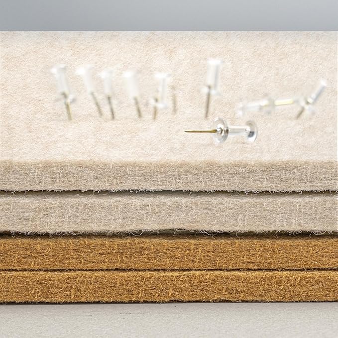 Lightomorrow Large Bulletin Board - 48 x 36 Inches, Decorative Felt Pin Board for Wall - 4' x 3' Foldable Photo Display Board with Self-Adhesive Tape, Includes 20 Push Pins - Oatmeal