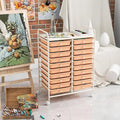 Happygrill 20-Drawer Organizer Cart Tools, Mobile Utility Storage Cart with Removable Drawers & Lockable Wheels, Rolling Storage Cart with wheels for Home Office School (Peach Fuzz)