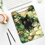 Luminzo Plastic Cute Clipboard Low-Profile Metal Clip, A4 Letter Size 9 x 12.5 in, 8.5 x 11 Paper Clip Board for Teachers, Nurses, Classroom,Cute Cat