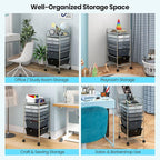 Giantex 6 Storage Drawer Cart Rolling Organizer Cart for Tools Scrapbook Paper Home Office School Multipurpose Mobile Utility Cart (Black Gradient)