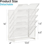 Lavatino 6-Tier Hanging File Organizer, Wall Mount File Holder for Mails Folders Papers Magazine Organization, Vertical Document Organizer for Office Home - (White)