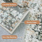 GENIMO Washable Area Rugs for Living Room, 10x14 Modern Non Slip Rugs, Low Pile Lightweight Soft Print Rug for Bedroom, Dining Room, Home Office, Washed Light Blue