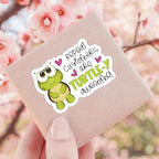 Bttwkco Cute Turtle Stickers, Repeat Customers Are The Best, 500pcs Roll, Green, Cartoon Style, Waterproof, Coated Paper, Stickers