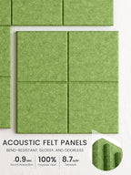 Bumusty Large Cork Board Alternative-47 x35 Felt Bulletin Board Tiles, with 30 Pushpins, 70 Adhesive Tabs, 12-Pack Slat Wall Paneling, Cork Boards for Office Push Pin Board Felt Board-Kelly Green