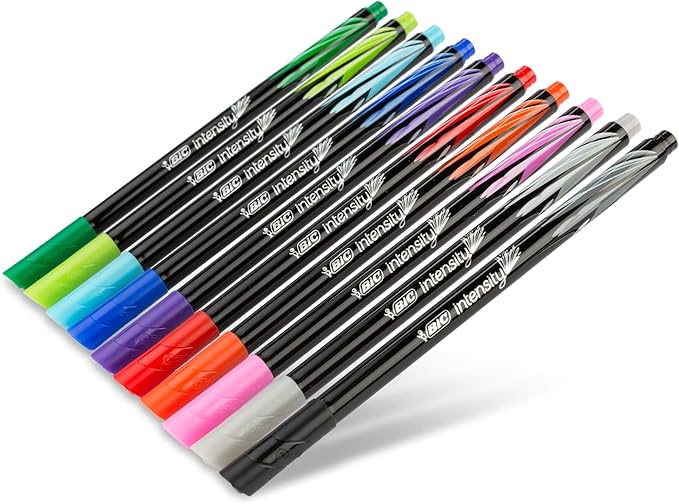 BIC Intensity Fineliner Marker Pen, Fine Point (0.4mm), Assorted Colors, Clean & Crisp Writing, 6-Count (Pack of 2)
