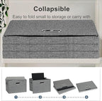 Graciadeco Large 17" 36 Quart Collapsible Stackable Storage Bins with Lids, 3 Packs Black and White Mix Linen Fabric Closet Boxes with Lids, Storage Cube Baskets Container Organizers (17x12x11)