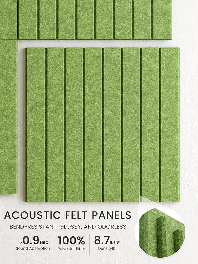 Bumusty Large Cork Board Alternative-36 x24 Felt Bulletin Board Tiles, with 30 Pushpins, 40 Adhesive Tabs, 6-Pack Slat Wall Paneling, Cork Boards for Office Push Pin Board Felt Board-Kelly Green