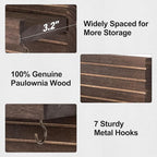 Lwenki Decorative Key Holder for Wall with Shelf, Entryway Shelf with Hooks Holds Leashes, Jackets and Glasses – Sturdy Wood Keyholder Entrance Hanger with Mounting Hardware (Brown, Large)