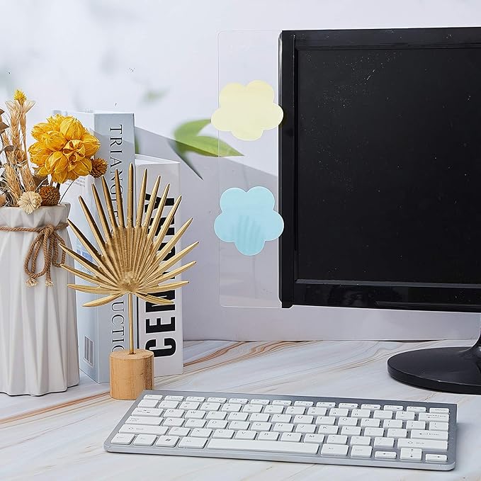 Zonon 4 Pieces Computer Monitor Notes Screen Monitor Memo Board Sticky Note Holder Message Board Computer Side Panel for Office Home Desktop Left and Right