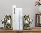 Kakizzy Vintage Gold Lion Book Ends,Animal Decorative Bookends,Resin Book Holder,Luxurious Book Ends for Shelves Rooms Office Home Decor,Unique Book Lover Gift(Gold Lion)