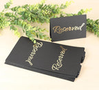 20 Pack Black Reserved Table Sign with Golden Letters - Reserved Signs For Wedding - Wedding Accessories - Tent Cards For Reserving Seats & Places - Place Cards for Party