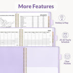 SUNEE 2026 Planner, Weekly and Monthly Calendar Planner 9"x11.2"- 12 Month (January 2026 - December 2026), Vegan Leather Cover, Pocket, Bookmark, Notes, Monthly Tab, Purple