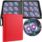 GEAoffice Premium Top Loader Binder 9 Pockets, Waterproof PU Leather Card Binder for Toploaders Holds 324 Cards, Side Loading Archival Safe Card Album Collection Binder for MTG, TCG, Sports Cards, Red