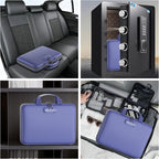 Fireproof File Organizer with Lock, Hard-Shell Case Fireproof Document Box with 13 Colorful Pockets Accordion File Folder, Important Document Organizer for Letter A4 Files Laptop Passports (Blue)