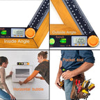 Rainyb Digital Angle Finder Tool 5 inch Pocket Protractor 0-360 degree LED Digital Protractor with Horizontal Bubble Levels and Ruler Meter Accurate Tool for Carpenters,Woodworkers,Fabricators（5 inch）