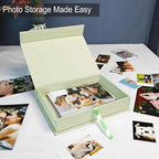 Sprsthai 8x10 Archival Photo Storage Box with Lid – Stackable Memory Keepsake Organizer for Photos, Certificates, Jewelry & Scrapbooking Supplies Grass Green