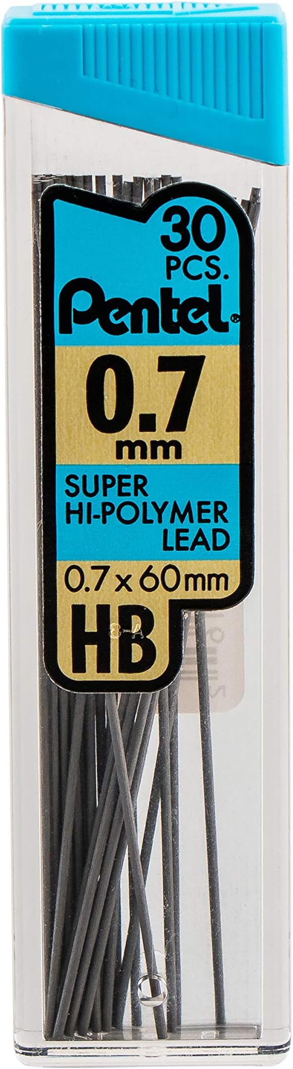 Pentel C27BPHB3K6 Super Hi-Polymer Lead Refills, 0.7mm, HB, Black, 30 per Tube (Pack of 3 Tubes)