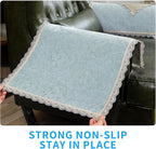 MINJIATEX Couch arm Covers,Non-Slip lace Sofa arm Covers Set of 2 Washable Sofa armrests Cover for Living Room Recliner Chair arm Cover Protectors for Leather armrest (FH-Grayish Blue)