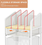 Rolling File Cabinet with Adjustable Dividers, Mobile Filing Cabinet with 2 Storage Drawers on Lockable Wheels, Hanging File Organizer Beside Under Desk for Office, Home, White（Patent Pending）