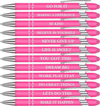 Zonon 12 Pcs Inspirational Pens Bulk Funny Ballpoint Pen with Stylus Tip Motivational Gifts for Valentine's Day Teacher Coworkers Nurse School Office Supplies(Pink,Motivational Style)
