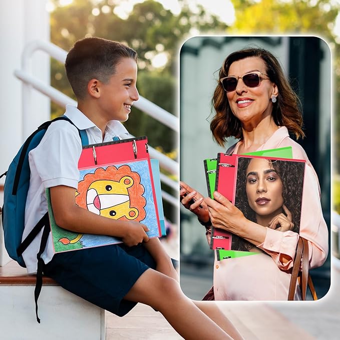 WOT I 1 Inch Telescoping 3 Ring Binder 4 Pack, Expandable Flexible Binder with Customizable Front Cover & Clear Catalog Pocket, Holds 225 Sheets, Assorted Colors, School Office Supplies