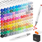 Caliart Alcohol Markers Brush Tip - 121 Colors Dual Tip Art Markers Set for Adult Coloring Books Artist Drawing Illustration Sketching, with Case Permanent Alcohol Based Colored Chisel & Brush Pens