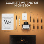 Wordsworth & Black Calligraphy Pen Gift Set, Includes Ink Bottle, 6 Ink Cartridges, Ink Refill Converter, 6 Replacement Nibs, Luxury Bamboo, Journaling, Smooth Writing Pens [Maple Wood]