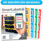 SmartLabels – Etiquetas QR en Español | Paquete de 48 | Multicolor | Calcomanías con App para Inventario Fácil, Organización de Bodegas o Etiquetas de Mudanza